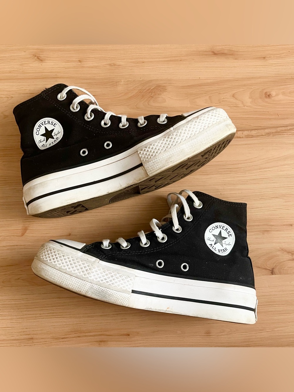Converse High Top Platform Sneakers in Black and White Women 6.0 US